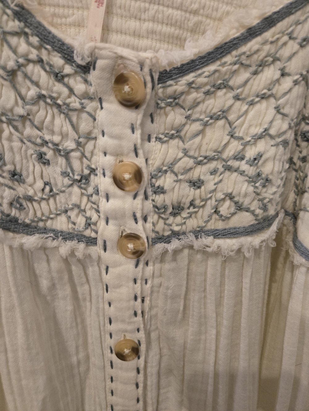 Free People Cream Maxi Dress with Blue Trim - Picture 2 of 6